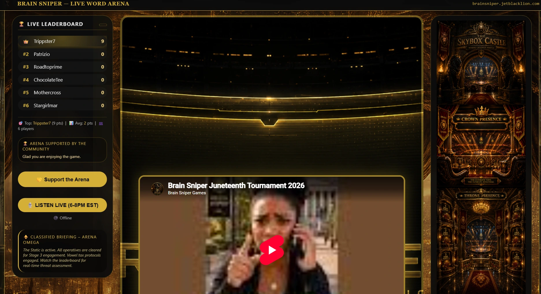 Brain Sniper Live Arena browser-native cognitive competition environment