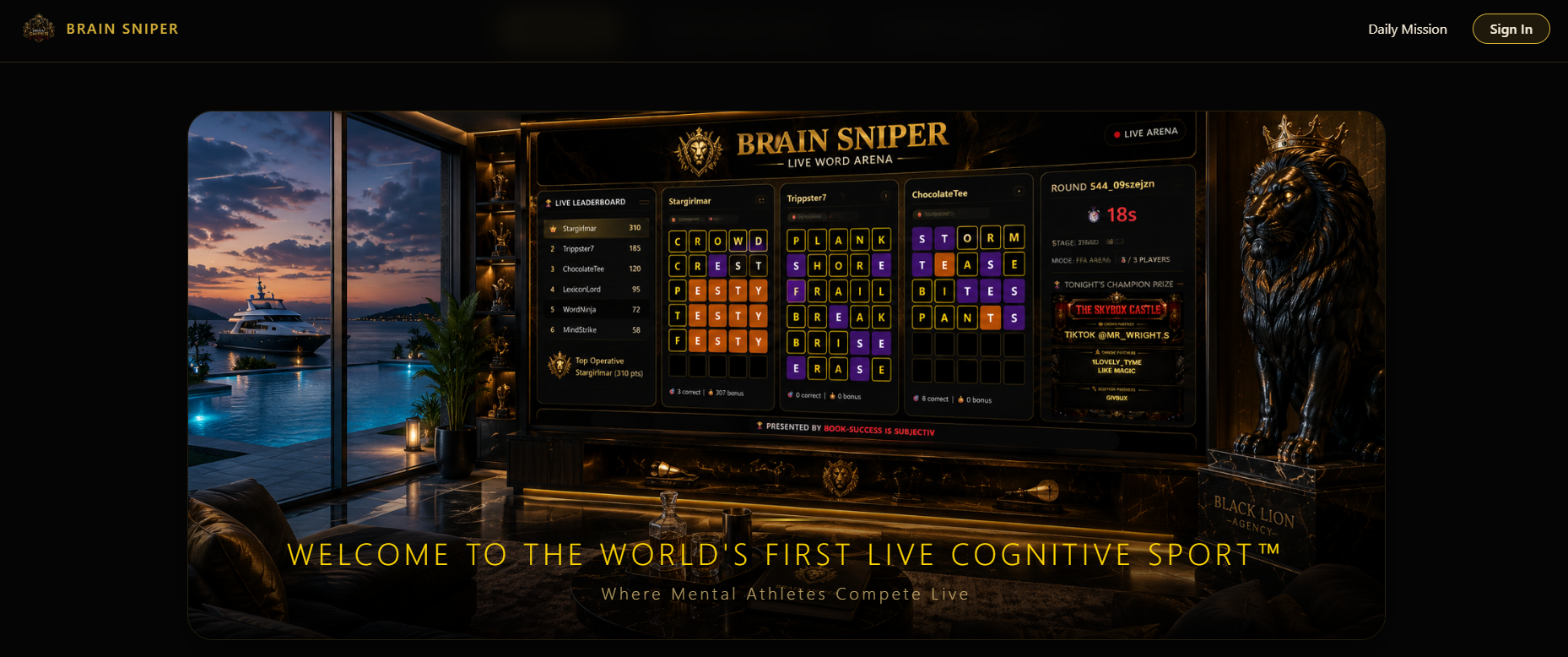 Brain Sniper on the big screen at a yacht club