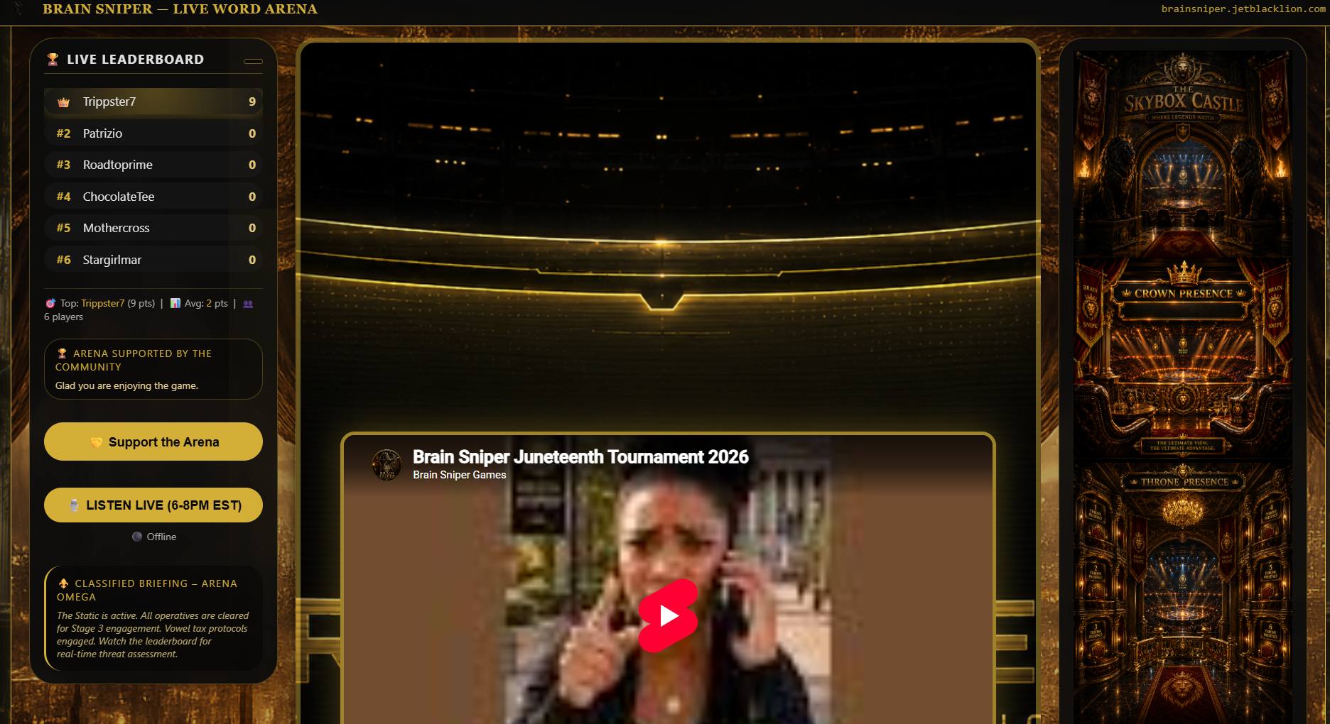 Live Arena before game time